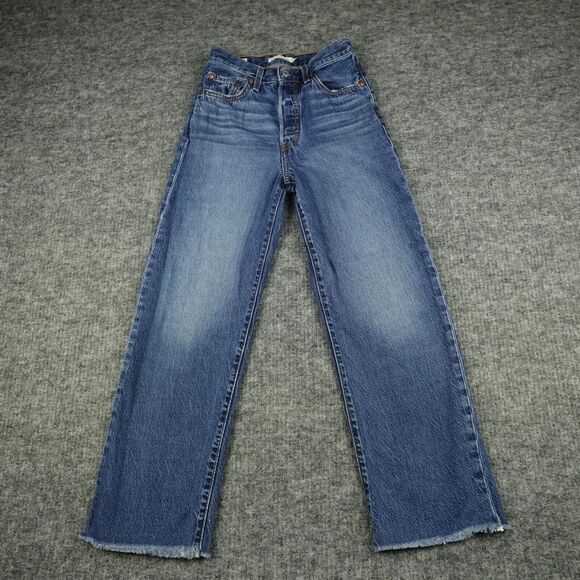 Levi's Denim - Levis Jeans Womens 25X29(26) Blue Denim Ribcage Straight Ankle Premium Casual